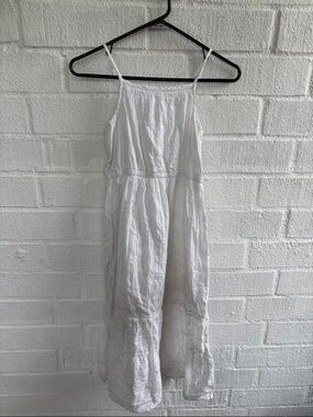 Cat & Jack Embroidered White Eyelet Spaghetti-Strap Maxi Dress sz 10/12